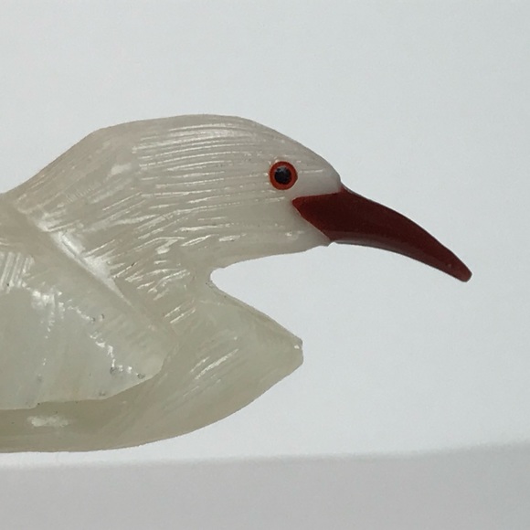 Carved Quartz Bird Egret Herron Structure Figurine on Smoky Quartz? Pedestal - Picture 6 of 12